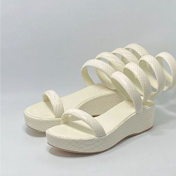 Cult Gaia Gabi Snake-Embossed Leather Wrap Sandals size 37 - Picture 3 of 12